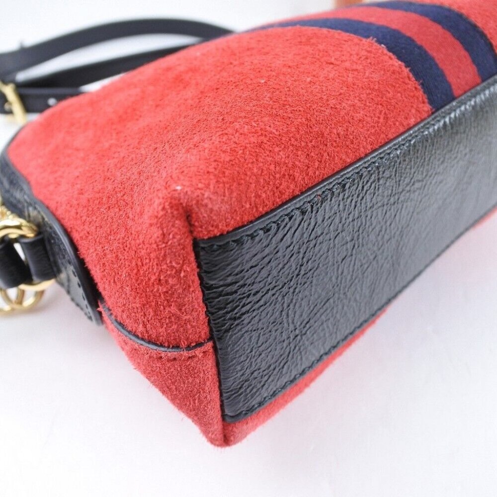 GUCCI Ofidia Shoulder Bag Hibisca Rubbed Dod Suede/leather - Picture 5 of 11